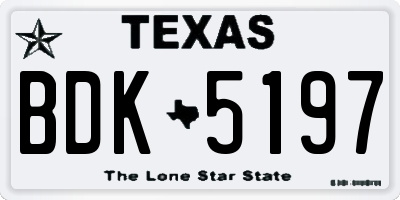 TX license plate BDK5197