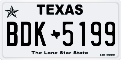 TX license plate BDK5199