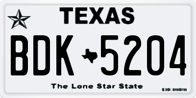 TX license plate BDK5204