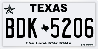 TX license plate BDK5206