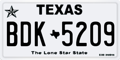 TX license plate BDK5209