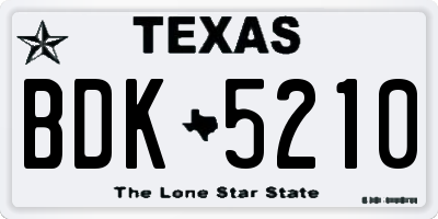 TX license plate BDK5210