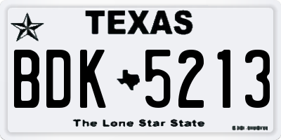 TX license plate BDK5213