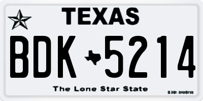 TX license plate BDK5214