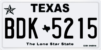 TX license plate BDK5215
