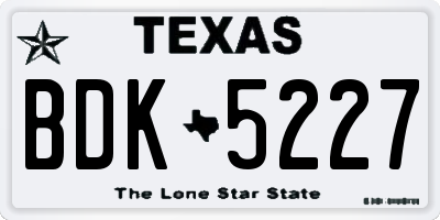 TX license plate BDK5227