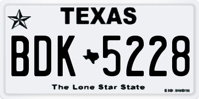 TX license plate BDK5228