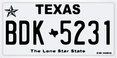 TX license plate BDK5231