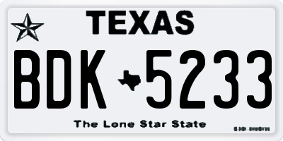 TX license plate BDK5233