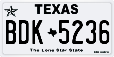 TX license plate BDK5236