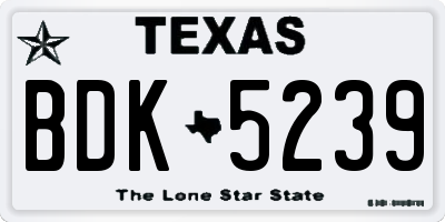 TX license plate BDK5239