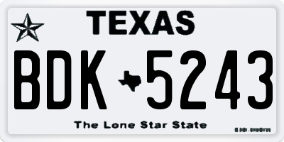 TX license plate BDK5243