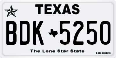 TX license plate BDK5250