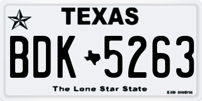 TX license plate BDK5263