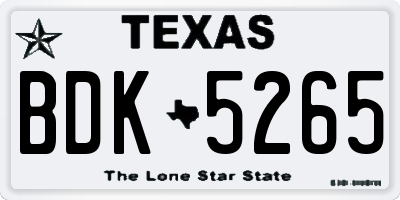 TX license plate BDK5265