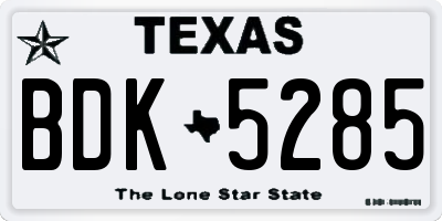 TX license plate BDK5285