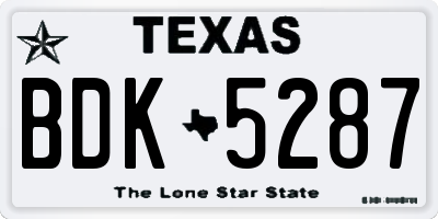 TX license plate BDK5287