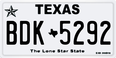 TX license plate BDK5292