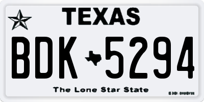 TX license plate BDK5294