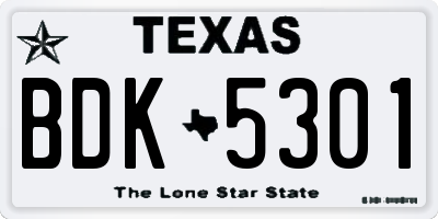 TX license plate BDK5301