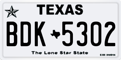 TX license plate BDK5302