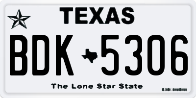 TX license plate BDK5306
