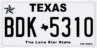 TX license plate BDK5310