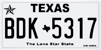 TX license plate BDK5317