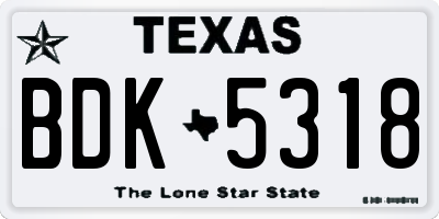 TX license plate BDK5318