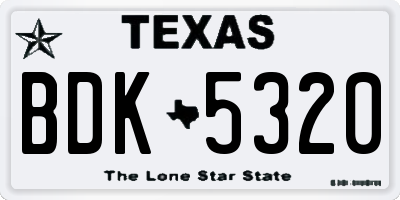 TX license plate BDK5320