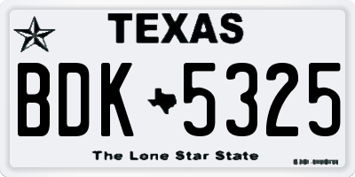 TX license plate BDK5325