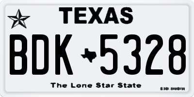 TX license plate BDK5328