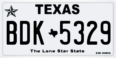 TX license plate BDK5329