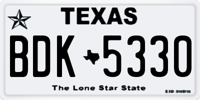 TX license plate BDK5330