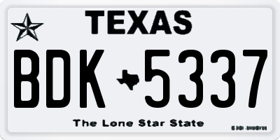 TX license plate BDK5337