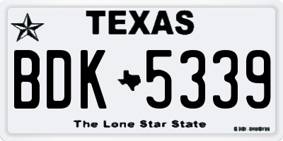 TX license plate BDK5339