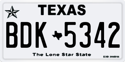 TX license plate BDK5342