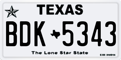 TX license plate BDK5343