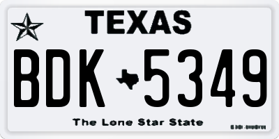 TX license plate BDK5349
