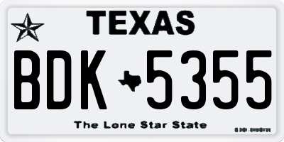 TX license plate BDK5355