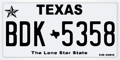 TX license plate BDK5358