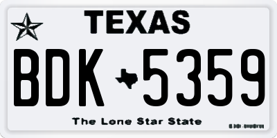 TX license plate BDK5359