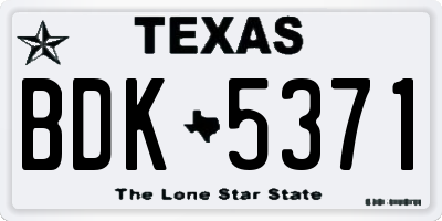 TX license plate BDK5371