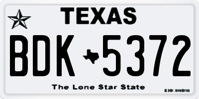 TX license plate BDK5372