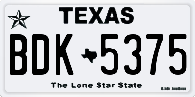 TX license plate BDK5375