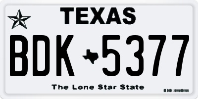 TX license plate BDK5377