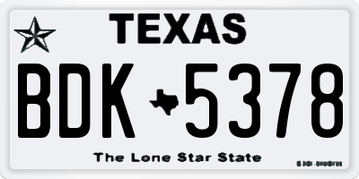TX license plate BDK5378