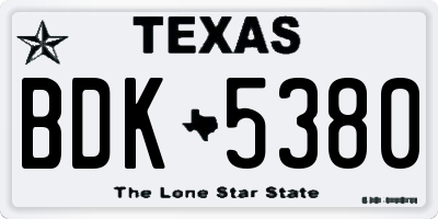 TX license plate BDK5380