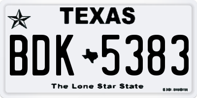 TX license plate BDK5383