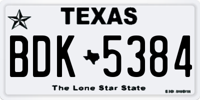 TX license plate BDK5384